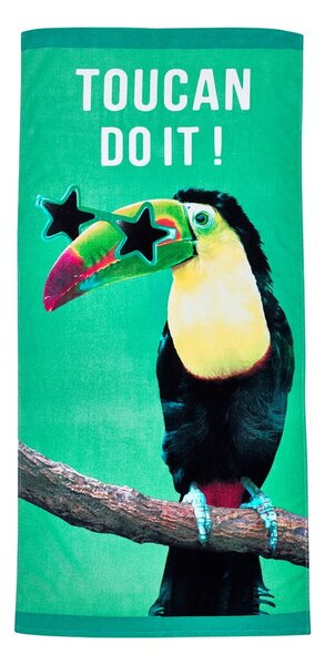 Зелена памучна плажна кърпа 76x160 cm Toucan Do It – Catherine Lansfield