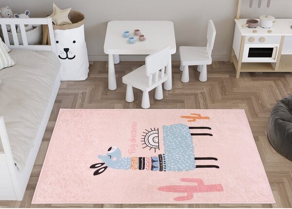 Розов детски килим подходящ за пране 80x120 cm Big Dreamer Camel – Vitaus