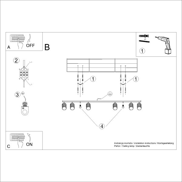 Brilagi - LED точково осветително тяло CRESTO 6xGU10/10W/230V черно