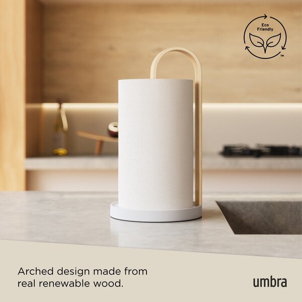 Бяла дървена поставка за хартия ø 17 cm Bellwood - Umbra