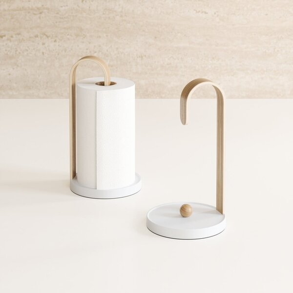 Бяла дървена поставка за хартия ø 17 cm Bellwood - Umbra