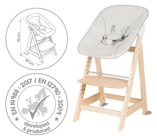 Стол за хранене в бежов и естествен цвят Born Up 2in1 Luxe – Roba