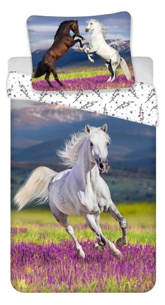 Единично памучно детско спално бельо 140x200 cm Horse "Meadow" – Jerry Fabrics