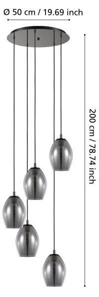 Eglo 39567 - Пендел ESTANYS 5xE27/60W/230V опушен