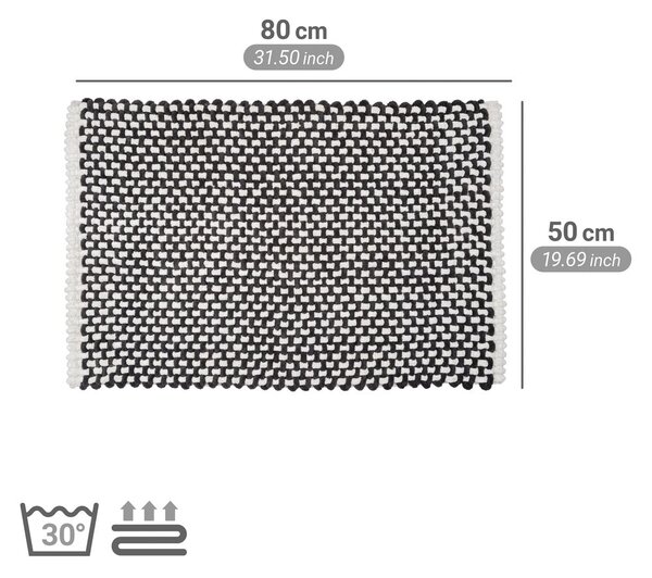 Черно-бял текстилен килим за баня 50x80 cm Covelo – Wenko