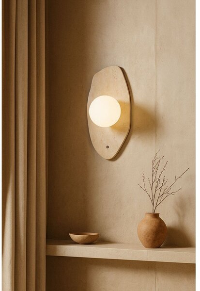 Бежова каменна стенна лампа ø 10 cm Hilde – Opviq lights