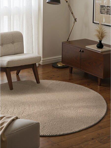Бежов ръчно изработен вълнен кръгъл килим ø 120 cm Calmio – Hanse Home