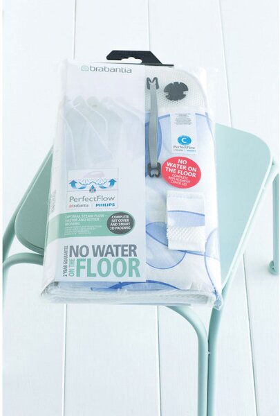 Калъф за маса за гладене Brabantia C 90300154, 124x45 см, 9 мм, PerfectFlow, Бял/Светлосин