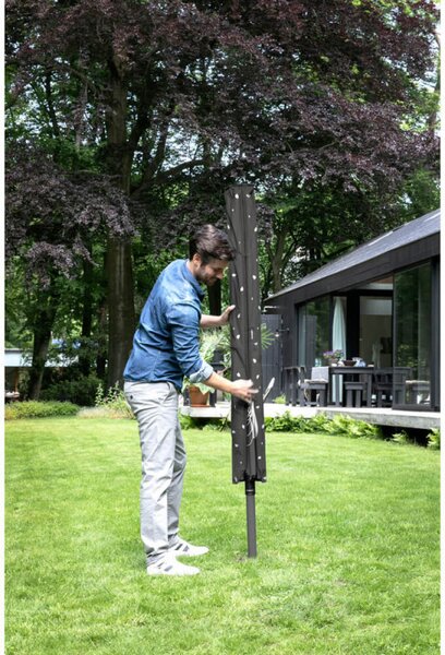 Външен простор Brabantia Lift-O-Matic 1003467, 50 м, Регулируема височина, Метален шиш за вкопаване, Калъф, Торба с щипки, Резистентен на корозия, Черен