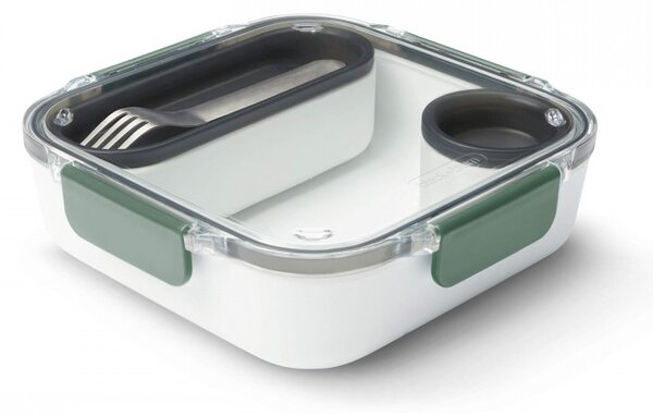 Кутия за храна Black+Blum BAO-BA010, 1 л, Вътрешно отделение, Без BPA, Съвместима със съдомиялни машини, Бял/зелен