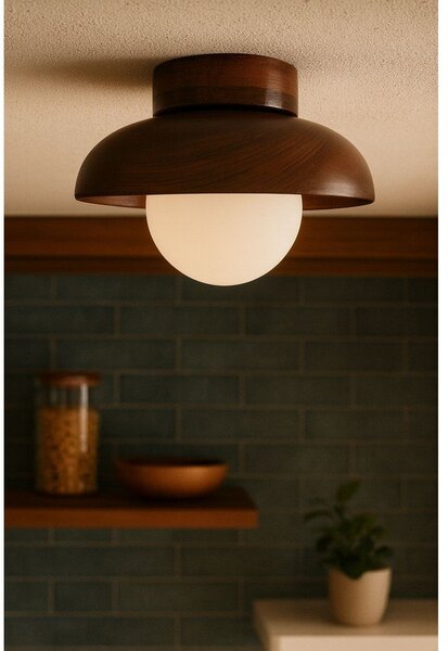 Кафяво осветително тяло за таван със стъклен абажур ø 24 cm Elsa – Opviq lights
