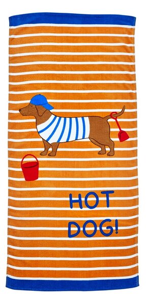 Оранжева памучна плажна кърпа 76x160 cm Hot Dog – Catherine Lansfield