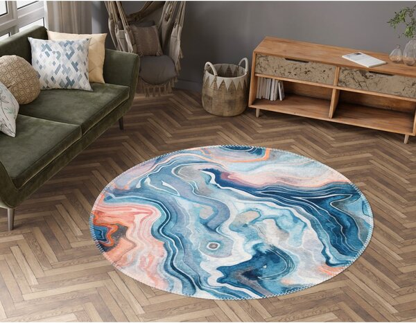 Синьо-розов кръгъл килим подходящ за пране ø 120 cm Colors of Joy – Vitaus