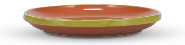 Зелена/оранжева десертна глинена чиния ø 18 cm Duo – ONA