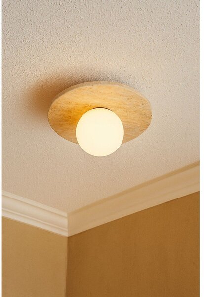 Бежово каменно осветително тяло за таван със стъклен абажур ø 12 cm Hilde – Opviq lights