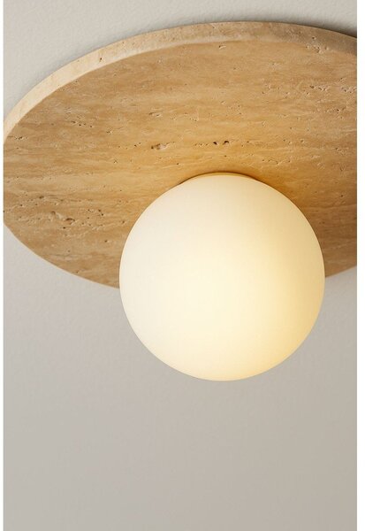 Бежово каменно осветително тяло за таван със стъклен абажур ø 12 cm Hilde – Opviq lights