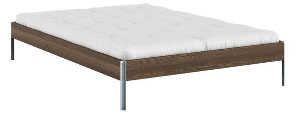 Кафяво двойно легло от масивен бор с включена подматрачна рамка 140x200 cm Core – Karup Design