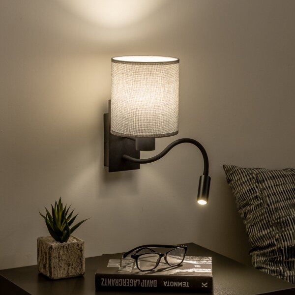 Brilagi - LED Гъвкав аплик NUBILA 1xE27/25W/230V + LED/3W черен/сив