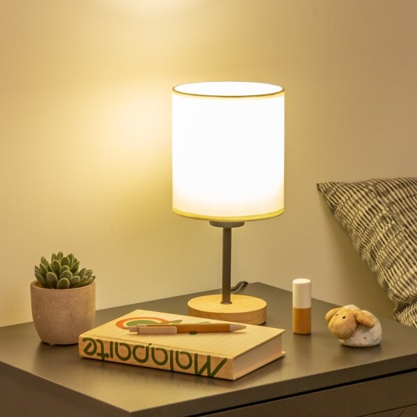 Brilagi - Настолна лампа NUBILA WOOD 1xE27/25W/230V дъб/черен/кремав