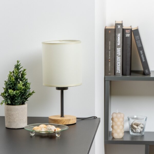 Brilagi - Настолна лампа NUBILA WOOD 1xE27/25W/230V дъб/черен/кремав