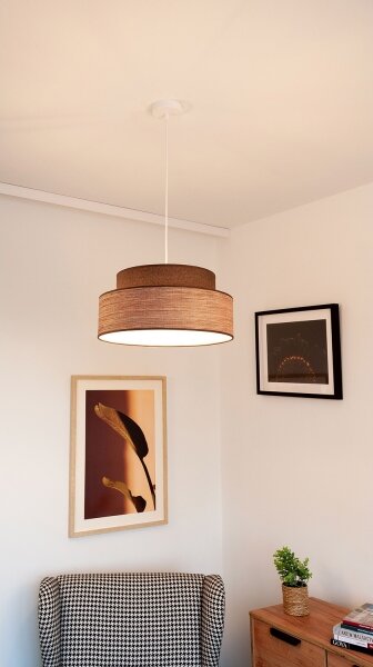 Пендел GRACE 1xE27/60W/230V Ø 40 см кафяв/бежов