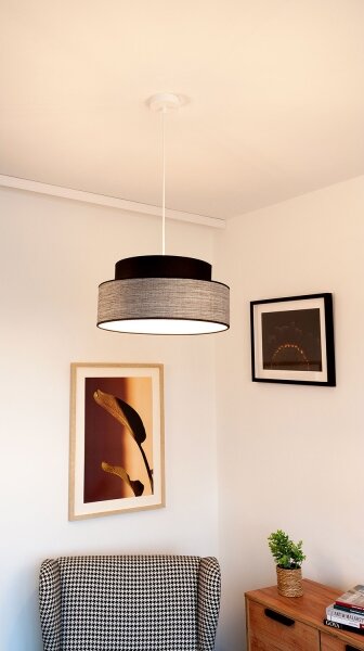Пендел GRACE 1xE27/60W/230V Ø 40 см черен/сив