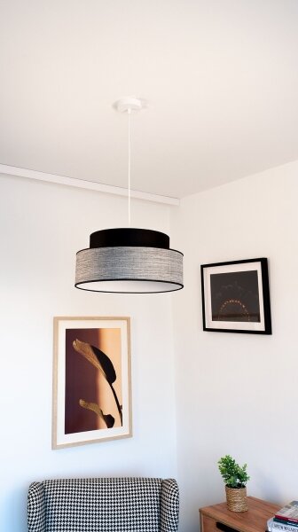 Пендел GRACE 1xE27/60W/230V Ø 40 см черен/сив