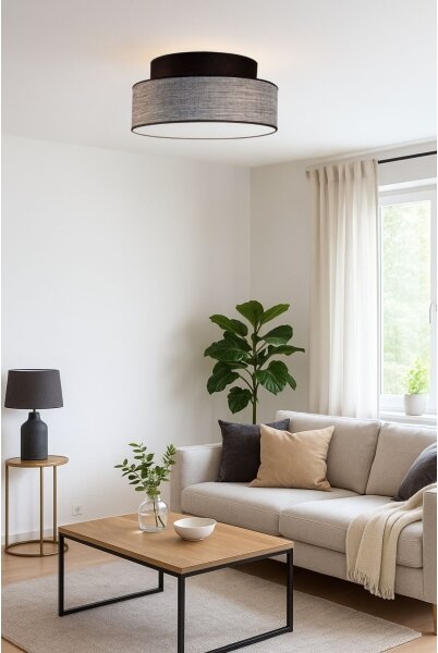 Плафон GRACE 1xE27/60W/230V Ø 40 см черен/сив