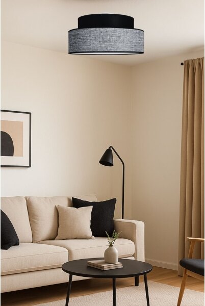 Плафон GRACE 1xE27/60W/230V Ø 40 см черен/сив