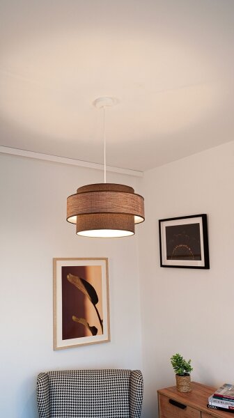 Пендел GRACE 1xE27/60W/230V Ø 40 см кафяв/бежов