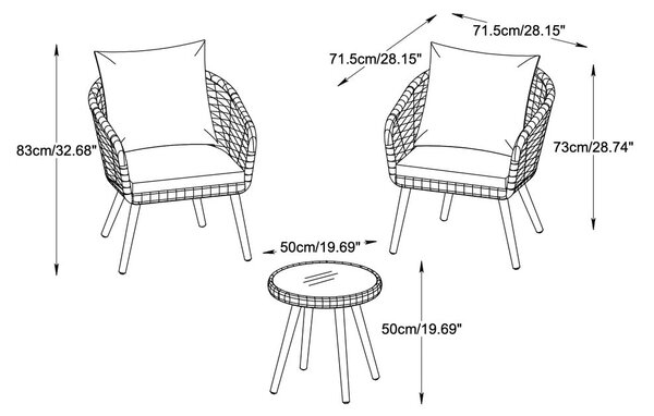 Светлосив градински комплект за отдих Bistro – Unique Furniture