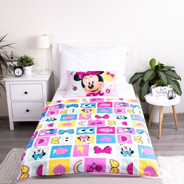 Розово памучно детско спално бельо 100x135 cm Minnie "Sweet" – Jerry Fabrics