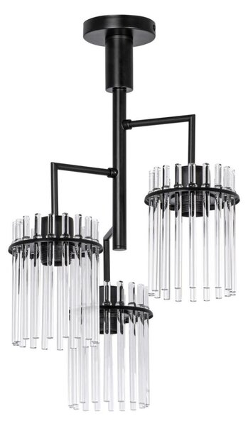 Висящ полилей 3xE27/60W/230V черен/прозрачен