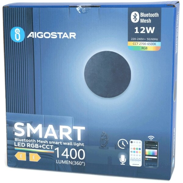 Aigostar - LED RGBW Димируем стена Осветление MESH Smart LED/12W/230V + д.у. черен