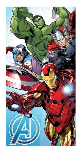 Памучна детска кърпа 70x140 cm Avengers "Light Blue" – Jerry Fabrics