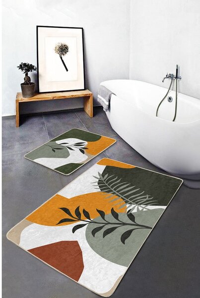 Зелени кадифени постелки за баня в комплект от 2 бр. 60x100 cm Illustrated Autumn – Mila Home