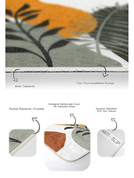 Зелени кадифени постелки за баня в комплект от 2 бр. 60x100 cm Illustrated Autumn – Mila Home