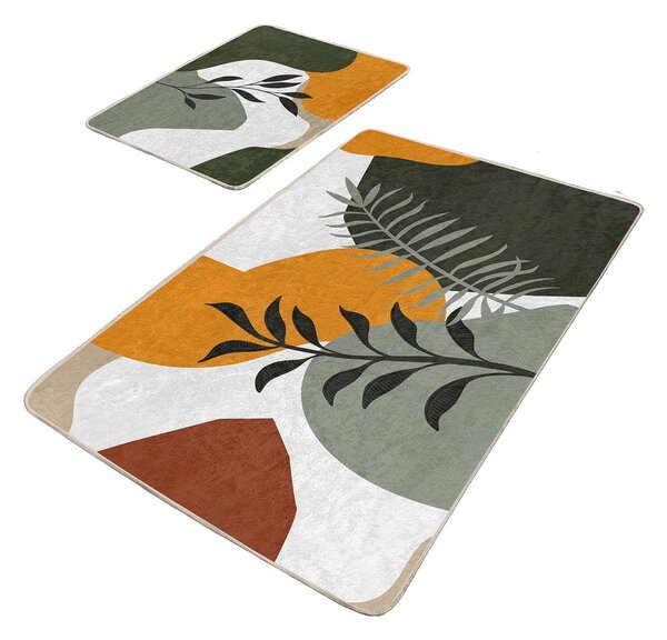 Зелени кадифени постелки за баня в комплект от 2 бр. 60x100 cm Illustrated Autumn – Mila Home