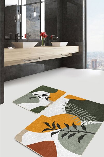 Зелени кадифени постелки за баня в комплект от 2 бр. 60x100 cm Illustrated Autumn – Mila Home