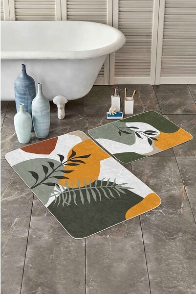 Зелени кадифени постелки за баня в комплект от 2 бр. 60x100 cm Illustrated Autumn – Mila Home