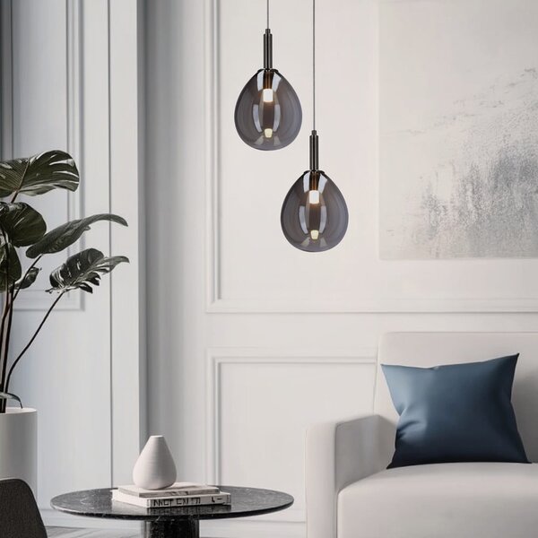 Сиво LED висящо осветително тяло със стъклен абажур Lukka – Candellux Lighting