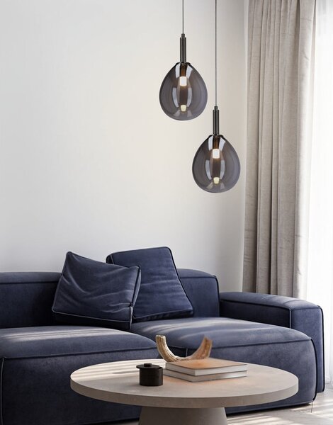 Сиво LED висящо осветително тяло със стъклен абажур Lukka – Candellux Lighting