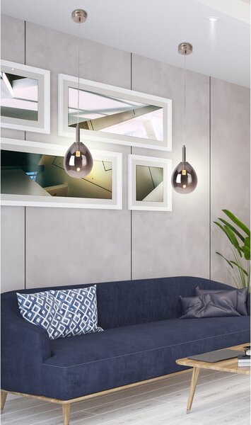 Сиво LED висящо осветително тяло със стъклен абажур Lukka – Candellux Lighting
