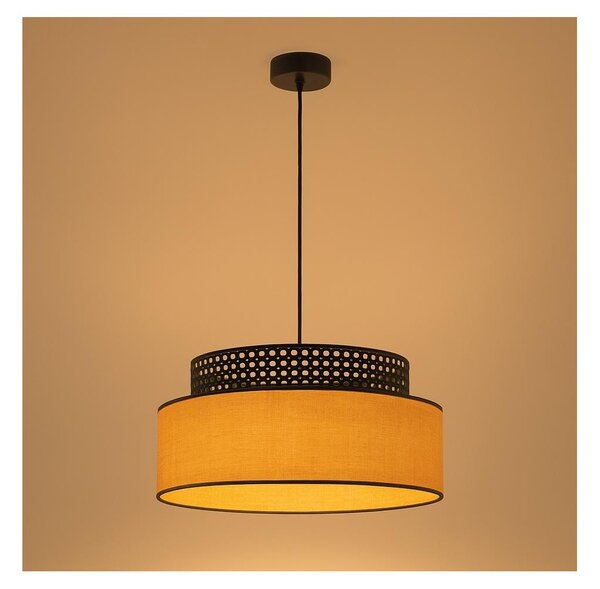 Пендел BOHO 1xE27/60W/230V Ø 40 см черен/ратан