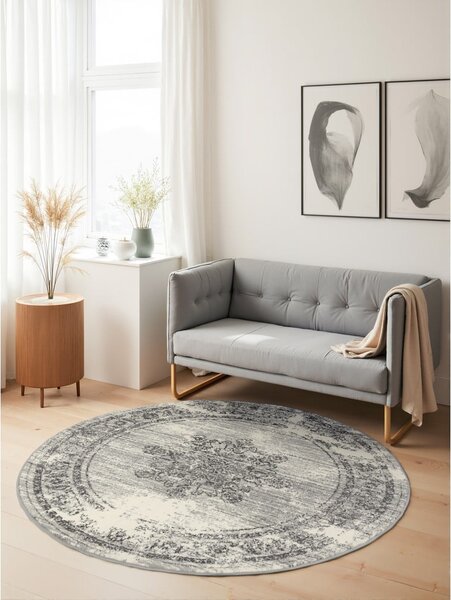 Сиво-кремав кръгъл килим ø 120 cm Gloria Lydia – Hanse Home