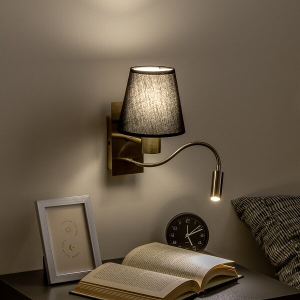 Brilagi - LED Аплик NUBILA 1xE27/25W/230V + LED/3W месинг/черен