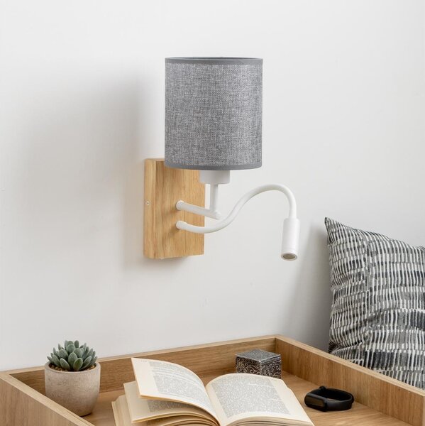 Brilagi - LED Аплик NUBILA WOOD 1xE27/25W/230V + LED/3W дъб/сив