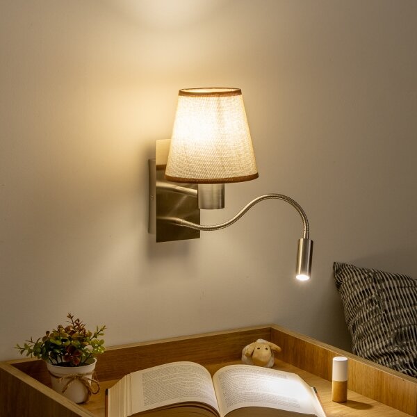 Brilagi - LED Аплик NUBILA 1xE27/25W/230V + LED/3W хром/кафяв