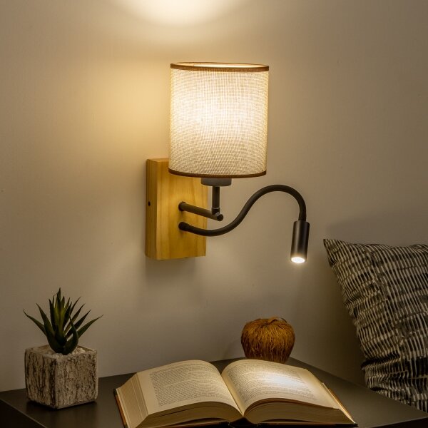 Brilagi - LED Аплик NUBILA WOOD 1xE27/25W/230V + LED/3W дъб/кафяв