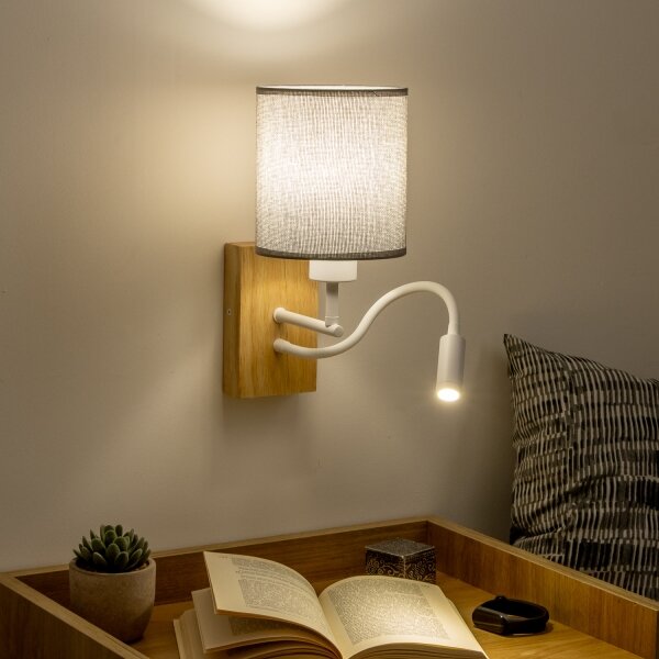 Brilagi - LED Аплик NUBILA WOOD 1xE27/25W/230V + LED/3W дъб/сив